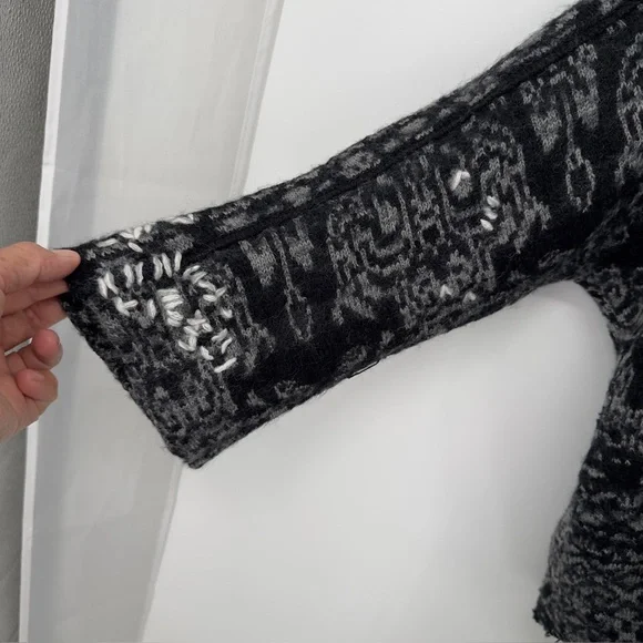 Free People whimsical Womens S over sized Black Gray Lace Pull Over Hoodie - Picture 7 of 10